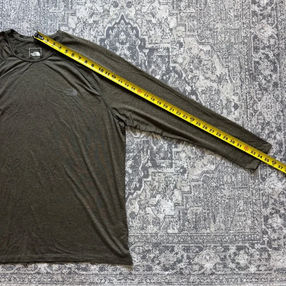 North Face Shirt Men's XXL Dark Green Long Sleeve Crew Neck Lightweight
